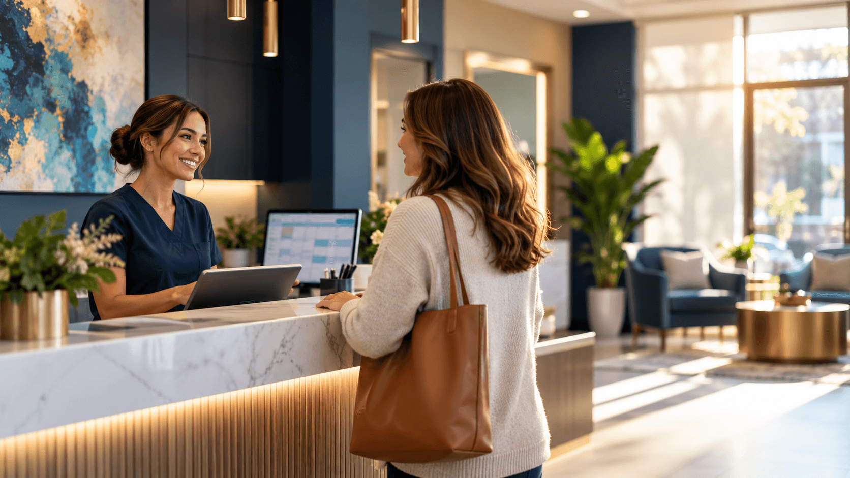 Patient arriving at a dental office for an appointment