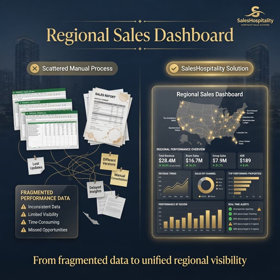 SalesHospitality regional sales dashboard workflow visual