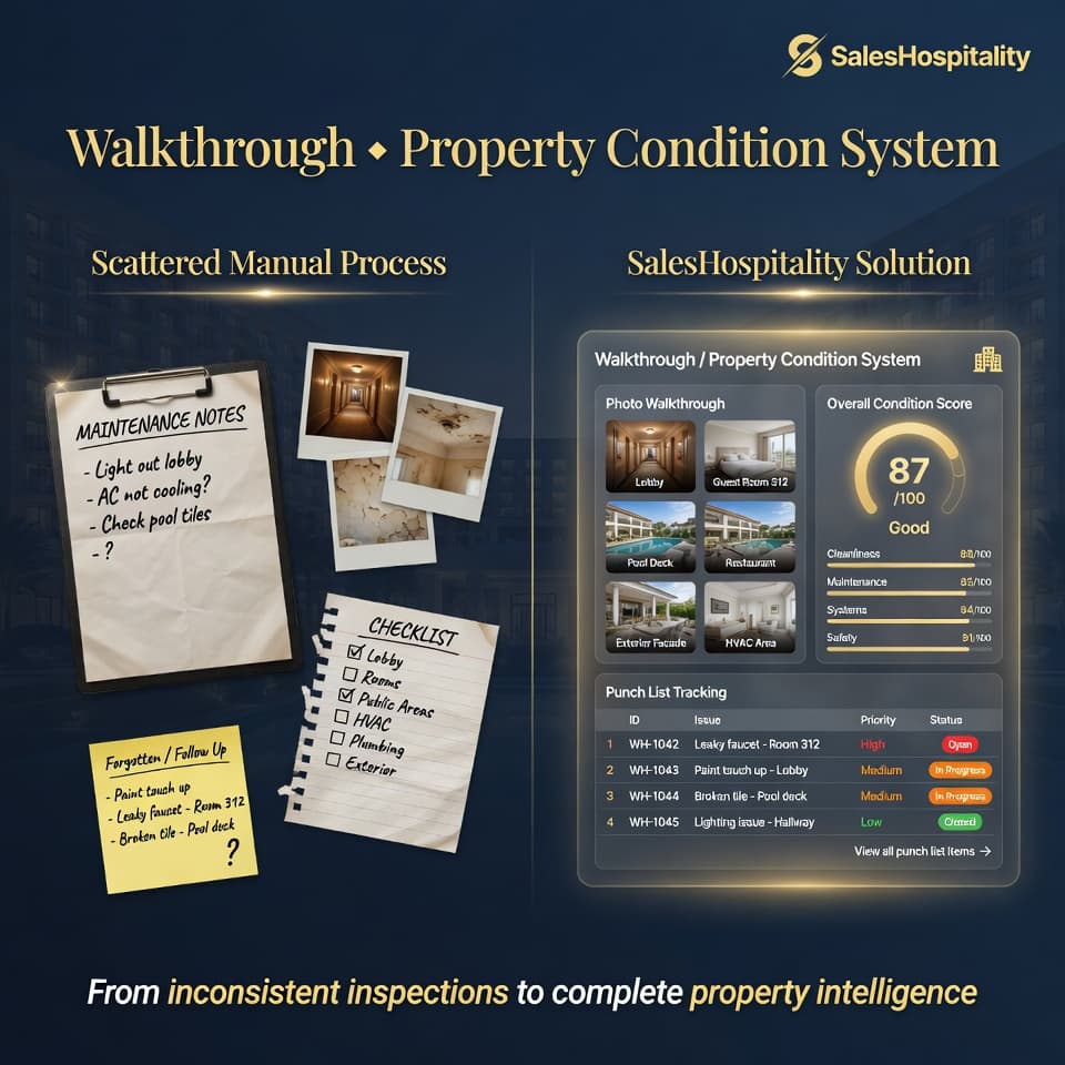 SalesHospitality walkthrough property condition system workflow visual